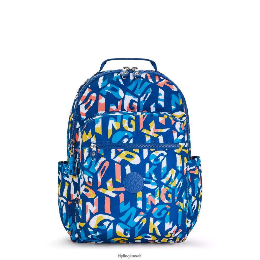 Kipling حقيبة ظهر للكمبيوتر المحمول كبيرة الحجم مطبوعة 15 بوصة من سيول نحيف نيون ZR2RH344 حقائب ظهر للكمبيوتر المحمول