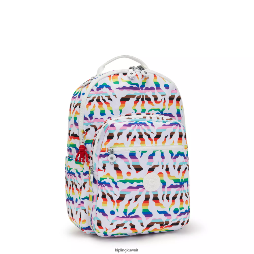 Kipling حقيبة ظهر للكمبيوتر المحمول كبيرة الحجم مطبوعة 15 بوصة من سيول نحيف النخيل قوس قزح ZR2RH345 حقائب ظهر للكمبيوتر المحمول