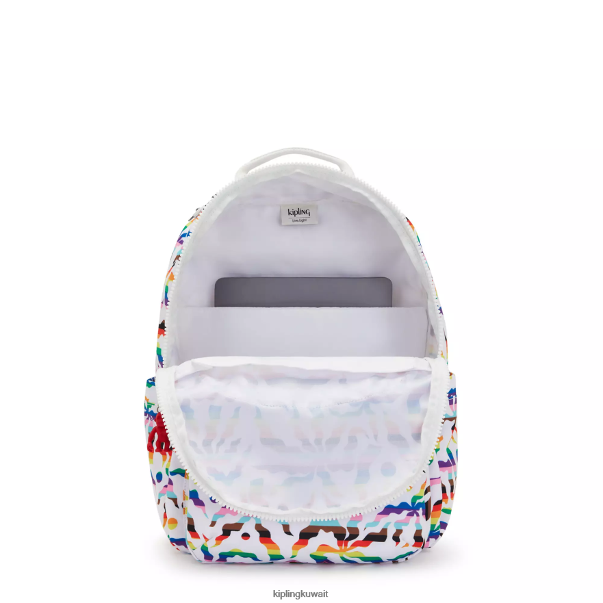 Kipling حقيبة ظهر للكمبيوتر المحمول كبيرة الحجم مطبوعة 15 بوصة من سيول نحيف النخيل قوس قزح ZR2RH345 حقائب ظهر للكمبيوتر المحمول
