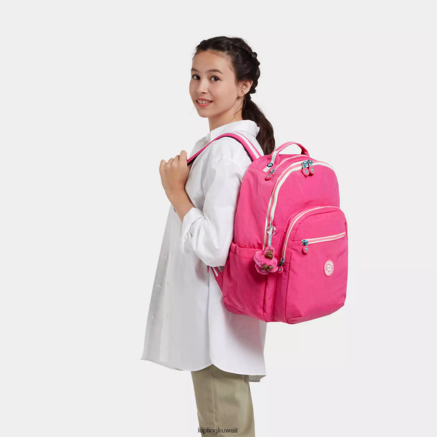 Kipling حقيبة كمبيوتر محمول كبيرة الحجم 15 بوصة من سيول نحيف وردي جديد ZR2RH428 حقائب ظهر للكمبيوتر المحمول