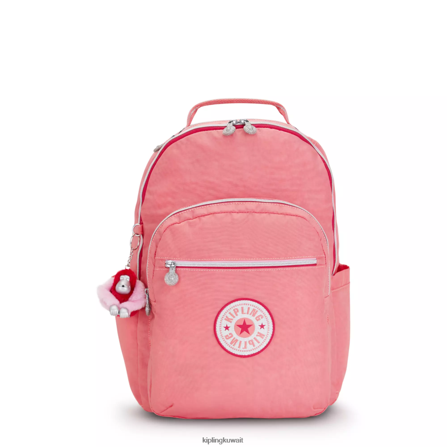 Kipling حقيبة كمبيوتر محمول كبيرة الحجم 15 بوصة من سيول نحيف المرح الوردي المرح ZR2RH443 حقائب ظهر للكمبيوتر المحمول