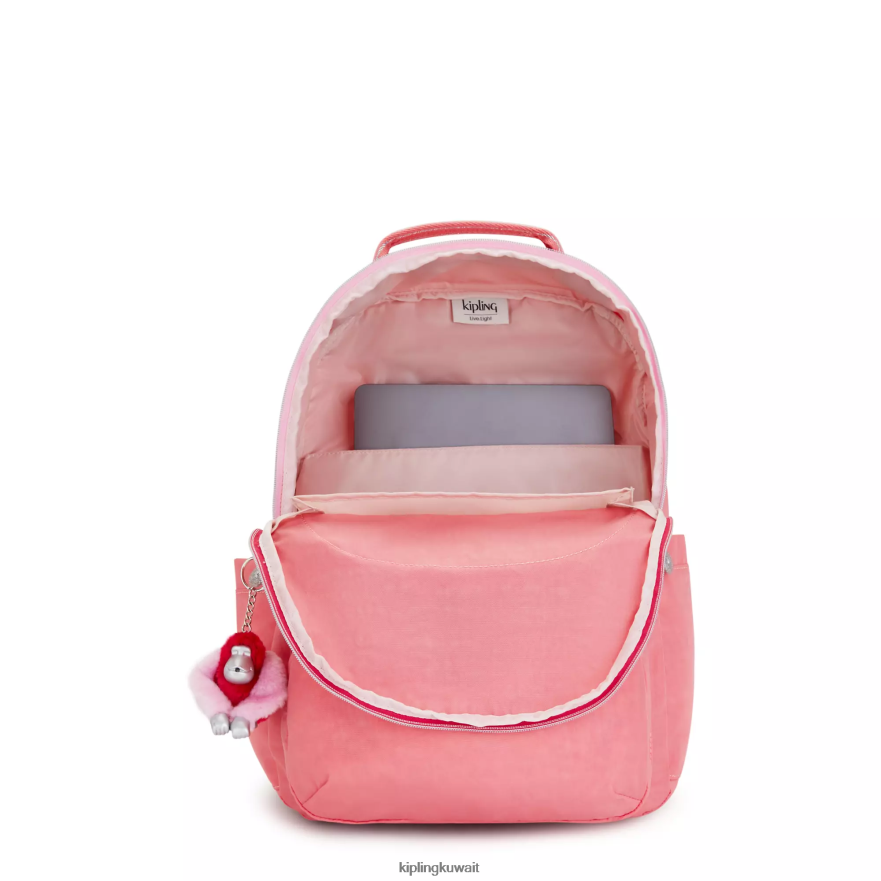 Kipling حقيبة كمبيوتر محمول كبيرة الحجم 15 بوصة من سيول نحيف المرح الوردي المرح ZR2RH443 حقائب ظهر للكمبيوتر المحمول