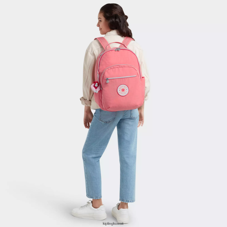Kipling حقيبة كمبيوتر محمول كبيرة الحجم 15 بوصة من سيول نحيف المرح الوردي المرح ZR2RH443 حقائب ظهر للكمبيوتر المحمول