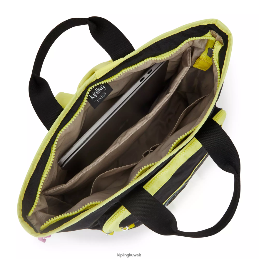 Kipling حقيبة ظهر للكمبيوتر المحمول مقاس 15 بوصة من سيا نحيف الجير الأسود الحقيقي ZR2RH447 حقائب ظهر للكمبيوتر المحمول