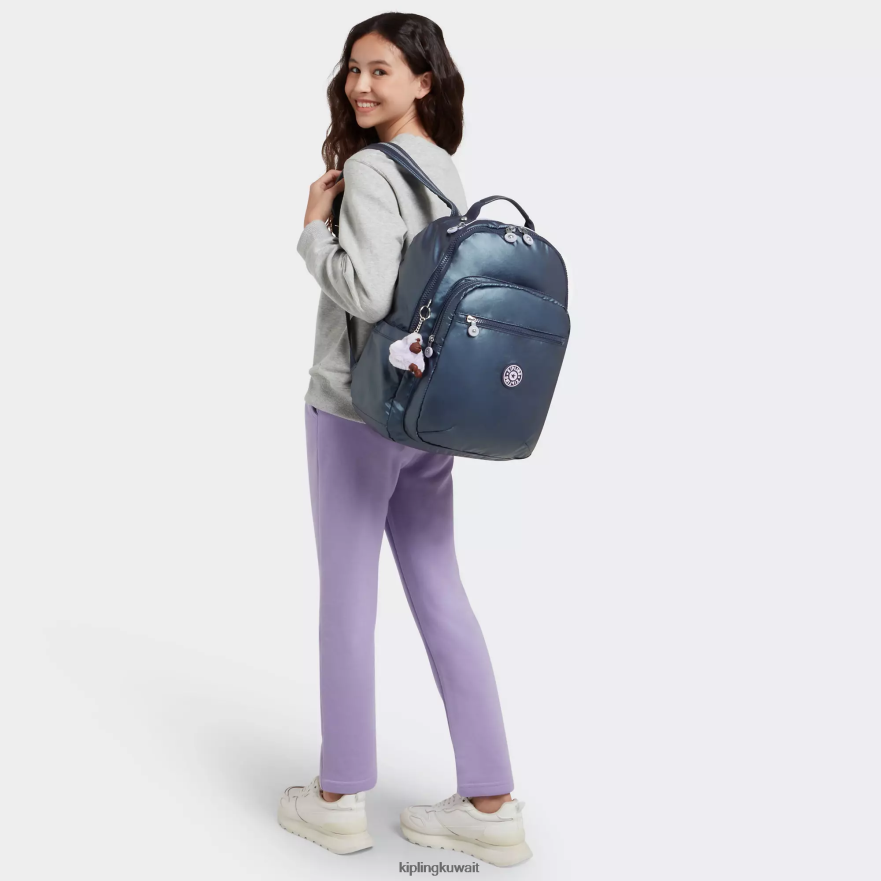 Kipling حقيبة ظهر للكمبيوتر المحمول سيول كبيرة ميتاليك 15 بوصة نحيف الأدميرال الأزرق ZR2RH460 حقائب ظهر للكمبيوتر المحمول