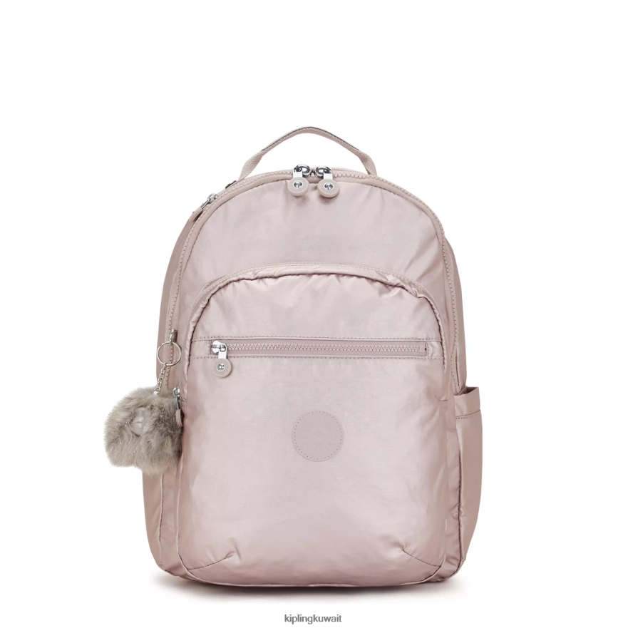 Kipling حقيبة ظهر للكمبيوتر المحمول سيول كبيرة ميتاليك 15 بوصة نحيف وردة معدنية ZR2RH461 حقائب ظهر للكمبيوتر المحمول