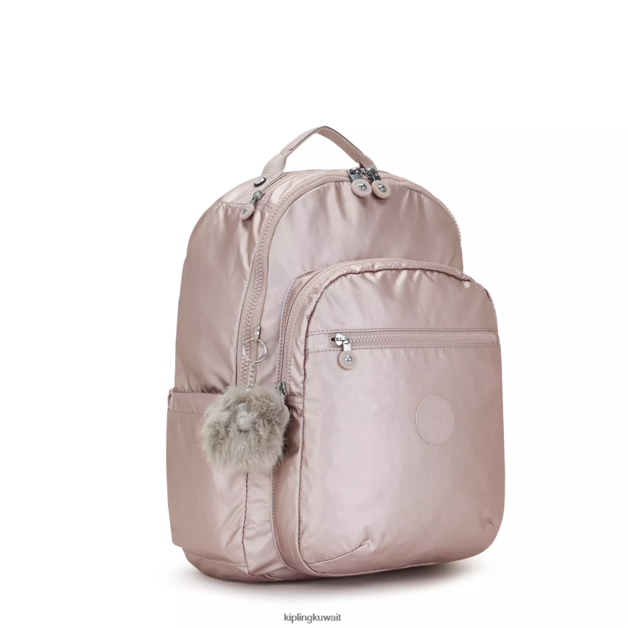 Kipling حقيبة ظهر للكمبيوتر المحمول سيول كبيرة ميتاليك 15 بوصة نحيف وردة معدنية ZR2RH461 حقائب ظهر للكمبيوتر المحمول
