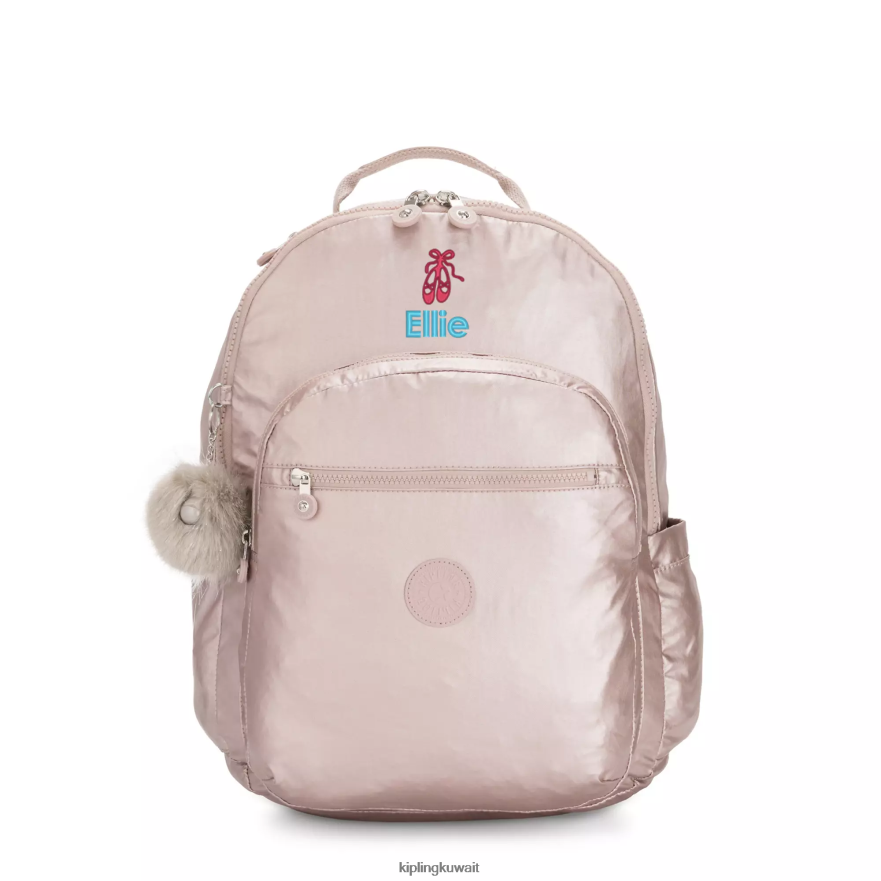 Kipling حقيبة ظهر للكمبيوتر المحمول سيول كبيرة ميتاليك 15 بوصة نحيف وردة معدنية ZR2RH461 حقائب ظهر للكمبيوتر المحمول