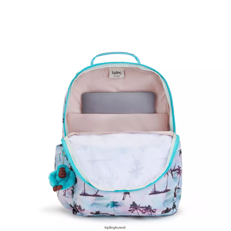 Kipling حقيبة ظهر للكمبيوتر المحمول كبيرة الحجم مطبوعة 15 بوصة من سيول نحيف طباعة النخيل الظل ZR2RH465 حقائب ظهر للكمبيوتر المحمول