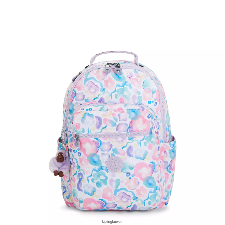 Kipling حقيبة ظهر للكمبيوتر المحمول كبيرة الحجم مطبوعة 15 بوصة من سيول نحيف زهور أكوا ZR2RH469 حقائب ظهر للكمبيوتر المحمول