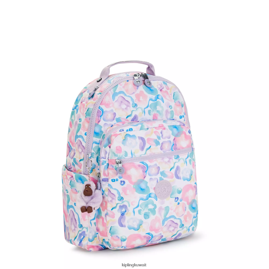 Kipling حقيبة ظهر للكمبيوتر المحمول كبيرة الحجم مطبوعة 15 بوصة من سيول نحيف زهور أكوا ZR2RH469 حقائب ظهر للكمبيوتر المحمول