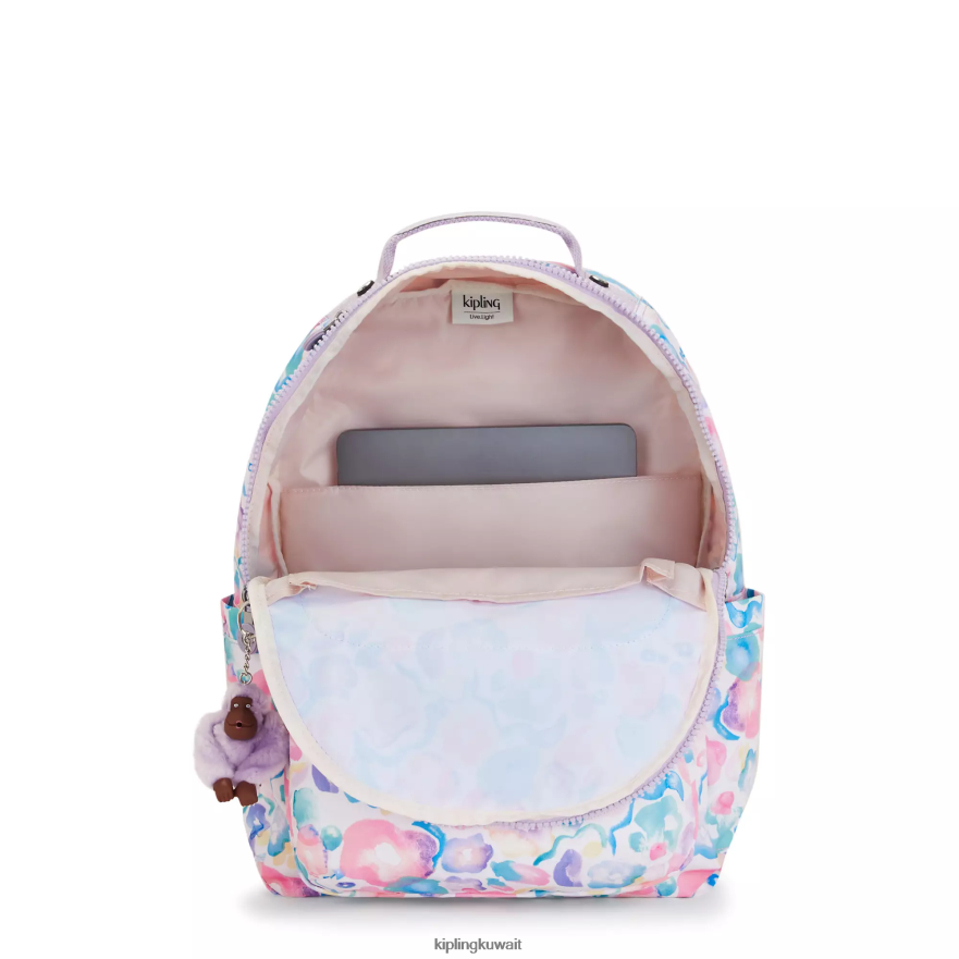 Kipling حقيبة ظهر للكمبيوتر المحمول كبيرة الحجم مطبوعة 15 بوصة من سيول نحيف زهور أكوا ZR2RH469 حقائب ظهر للكمبيوتر المحمول