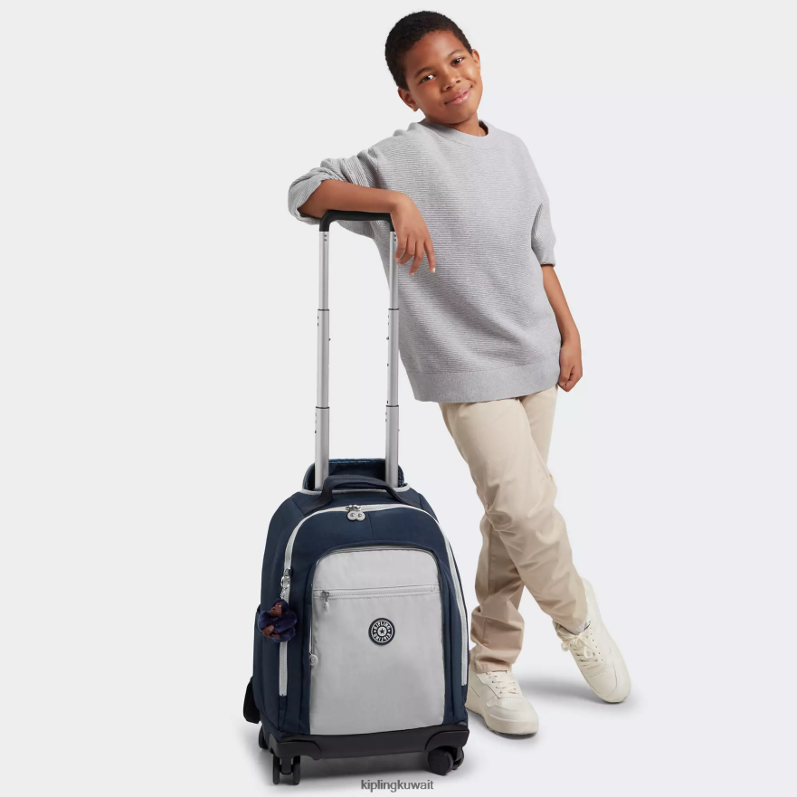 Kipling حقيبة ظهر جديدة للكمبيوتر المحمول زيا 15 بوصة نحيف أزرق رمادي حقيقي ZR2RH479 حقائب ظهر متدحرجة