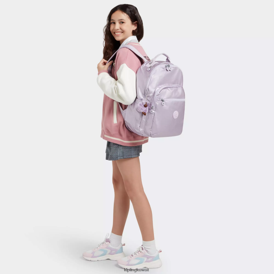 Kipling حقيبة ظهر للكمبيوتر المحمول سيول كبيرة ميتاليك 15 بوصة نحيف اوركيد ميتاليك ZR2RH502 حقائب ظهر للكمبيوتر المحمول