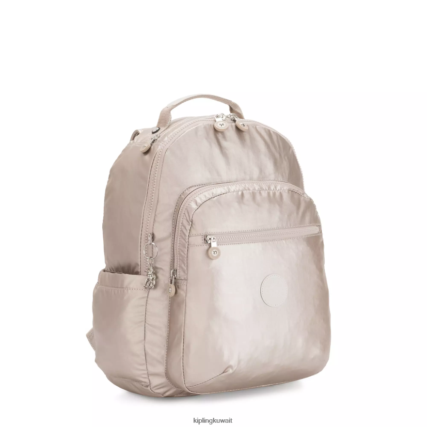 Kipling حقيبة ظهر للكمبيوتر المحمول سيول كبيرة ميتاليك 15 بوصة نحيف توهج معدني ZR2RH503 حقائب ظهر للكمبيوتر المحمول