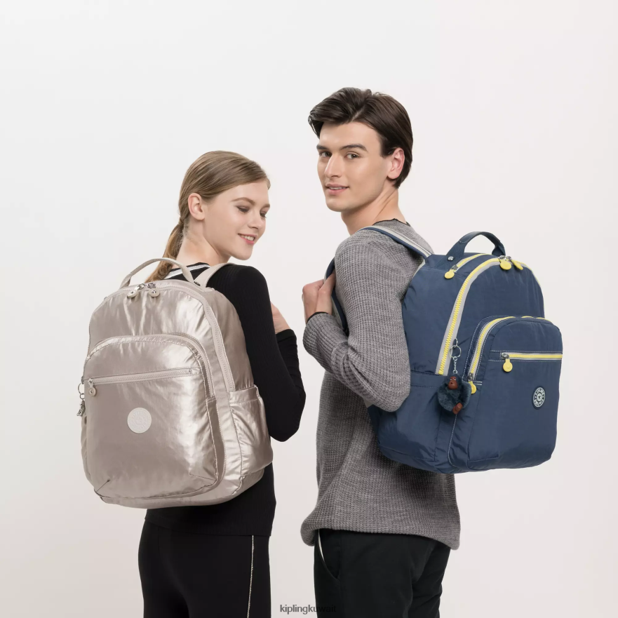 Kipling حقيبة ظهر للكمبيوتر المحمول سيول كبيرة ميتاليك 15 بوصة نحيف توهج معدني ZR2RH503 حقائب ظهر للكمبيوتر المحمول