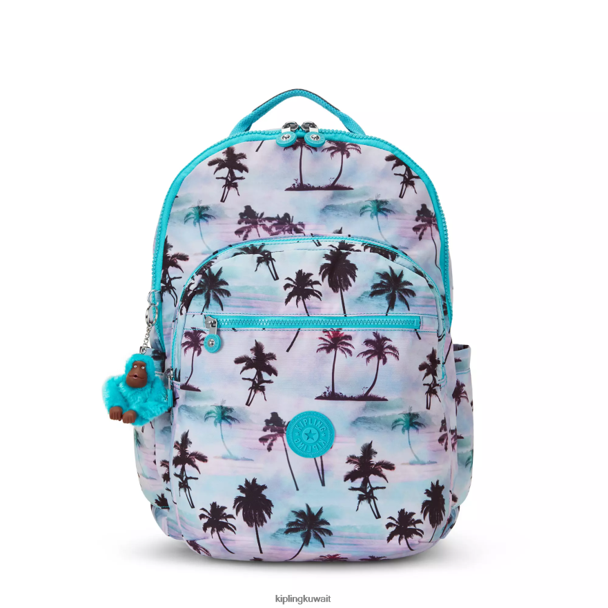 Kipling حقيبة ظهر للكمبيوتر المحمول مقاس 17 بوصة وطبعة سيول كبيرة جدًا نحيف طباعة النخيل الظل ZR2RH453 حقائب ظهر للكمبيوتر المحمول