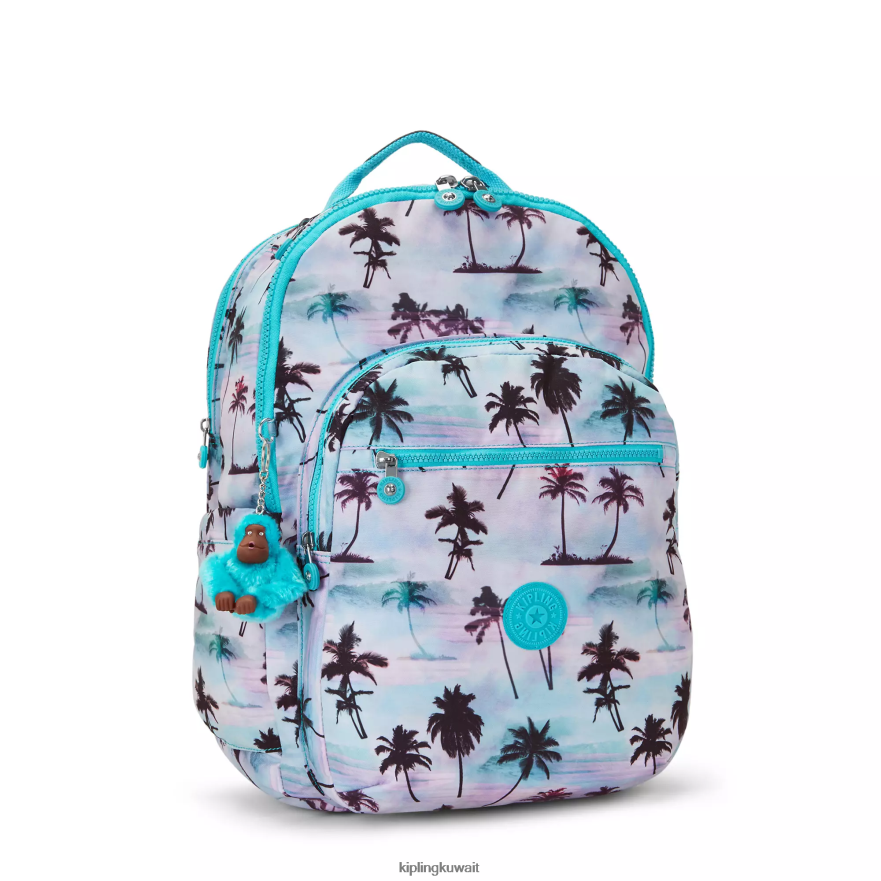 Kipling حقيبة ظهر للكمبيوتر المحمول مقاس 17 بوصة وطبعة سيول كبيرة جدًا نحيف طباعة النخيل الظل ZR2RH453 حقائب ظهر للكمبيوتر المحمول