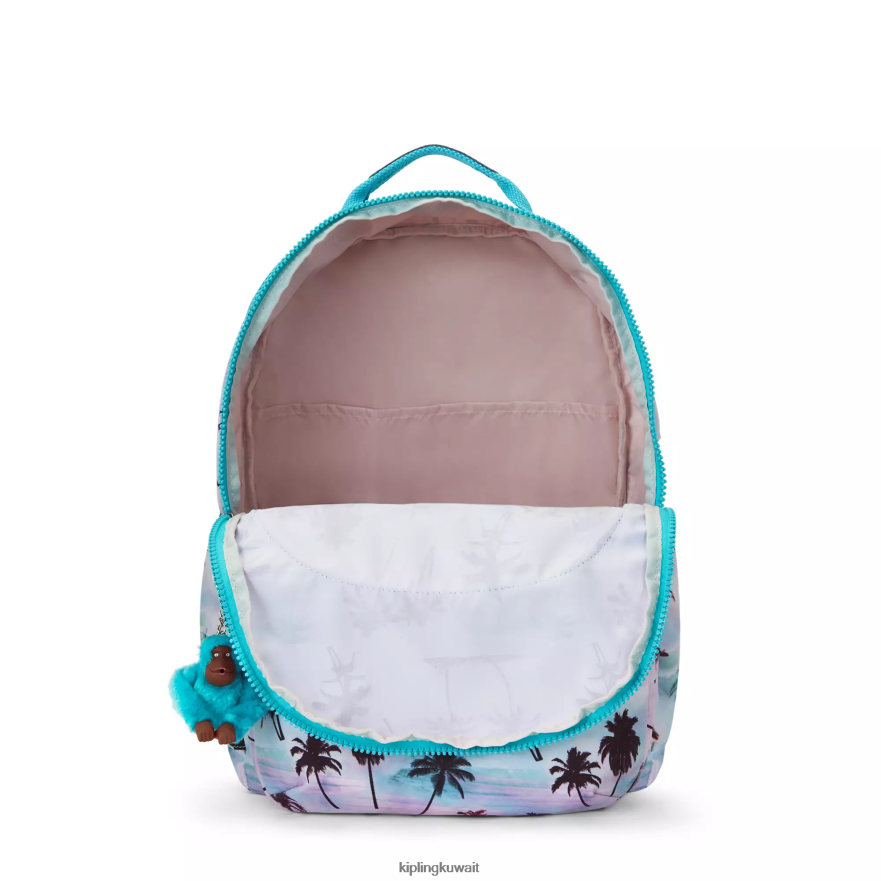 Kipling حقيبة ظهر للكمبيوتر المحمول مقاس 17 بوصة وطبعة سيول كبيرة جدًا نحيف طباعة النخيل الظل ZR2RH453 حقائب ظهر للكمبيوتر المحمول