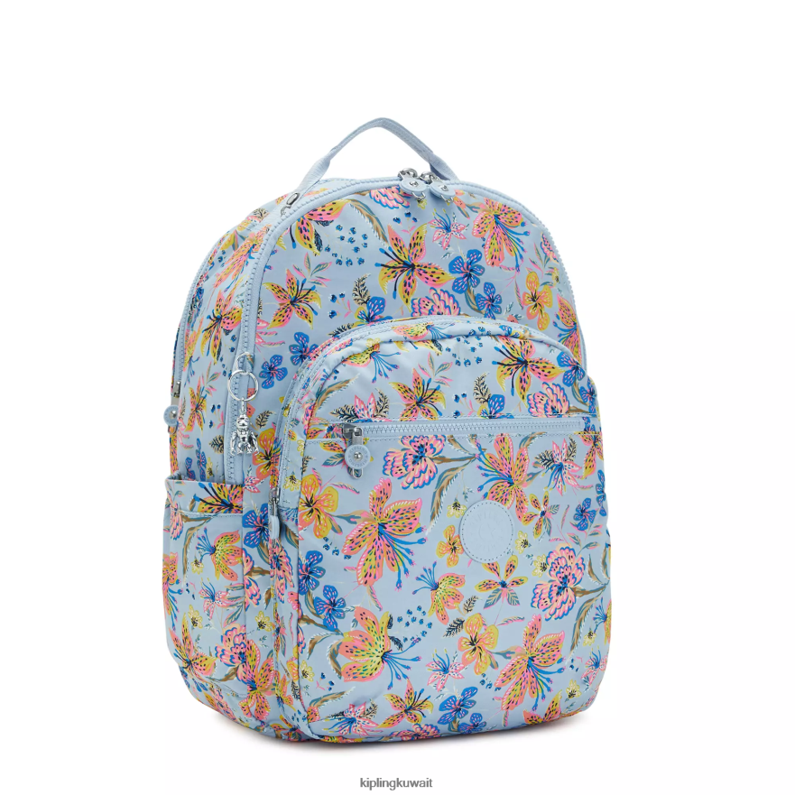 Kipling حقيبة ظهر للكمبيوتر المحمول مقاس 17 بوصة وطبعة سيول كبيرة جدًا نحيف الزهور البرية ZR2RH455 حقائب ظهر للكمبيوتر المحمول