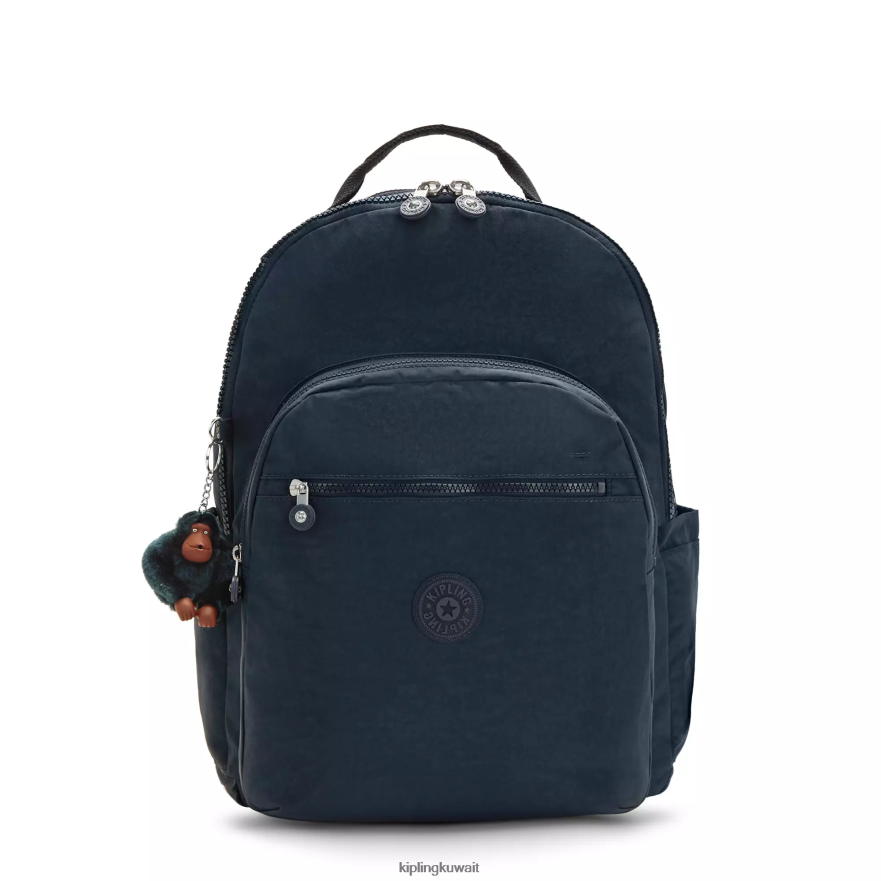 Kipling حقيبة كمبيوتر محمول كبيرة جدًا مقاس 17 بوصة من سيول نحيف نغمة زرقاء حقيقية ZR2RH487 حقائب ظهر للكمبيوتر المحمول