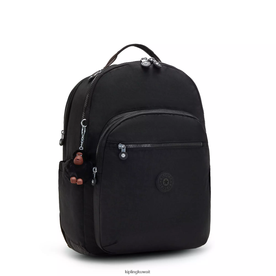 Kipling حقيبة كمبيوتر محمول كبيرة جدًا مقاس 17 بوصة من سيول نحيف نغمي أسود حقيقي ZR2RH488 حقائب ظهر للكمبيوتر المحمول