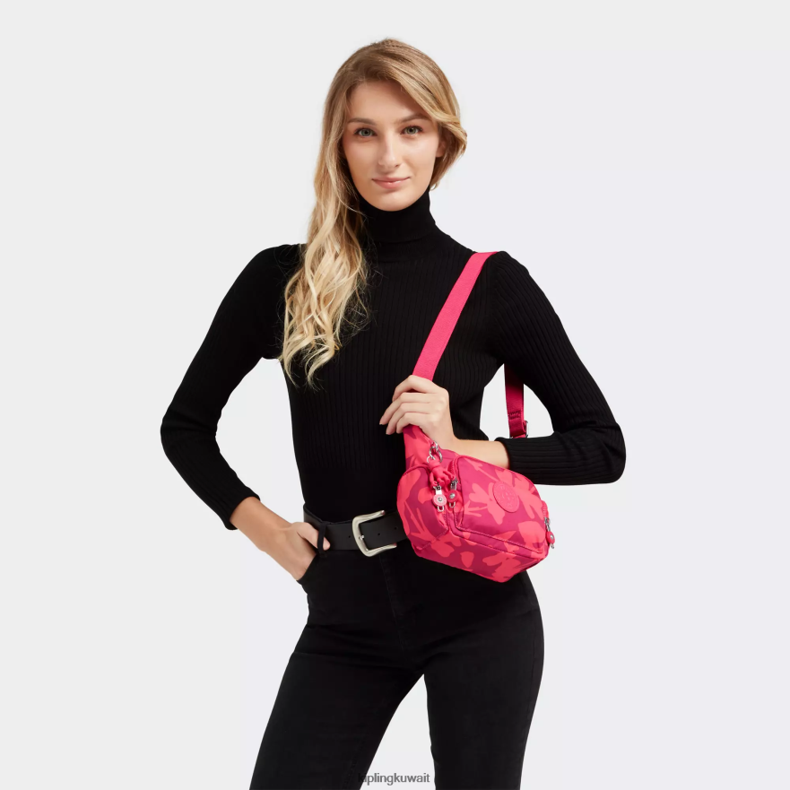 Kipling حقيبة كروس صغيرة مطبوعة نحيف زهرة المرجان ZR2RH138 حقائب كروسبودي