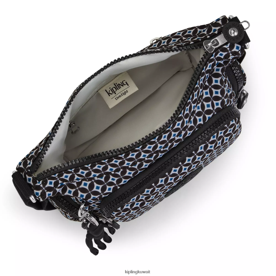 Kipling حقيبة كروس صغيرة مطبوعة نحيف بلاط مسود ZR2RH140 حقائب كروسبودي