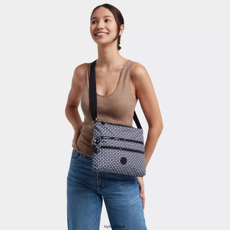 Kipling حقيبة كروس بطبعة ألفار نحيف بلاط مسود ZR2RH145 حقائب كروسبودي