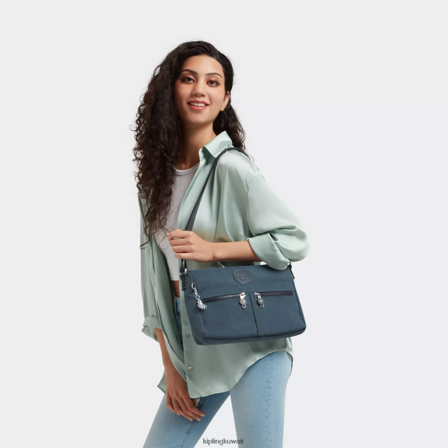 Kipling حقيبة كروس انجي الجديدة نحيف اللون الرمادي الليلي ZR2RH166 حقائب كروسبودي