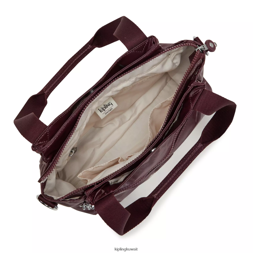 Kipling حقيبة كتف ميتاليك إليسيا نحيف ورنيش بورجوندي ZR2RH203 حقائب الكتف