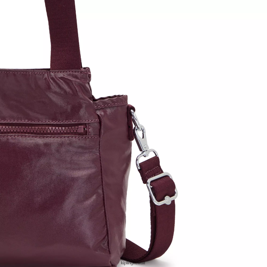 Kipling حقيبة كتف ميتاليك إليسيا نحيف ورنيش بورجوندي ZR2RH203 حقائب الكتف