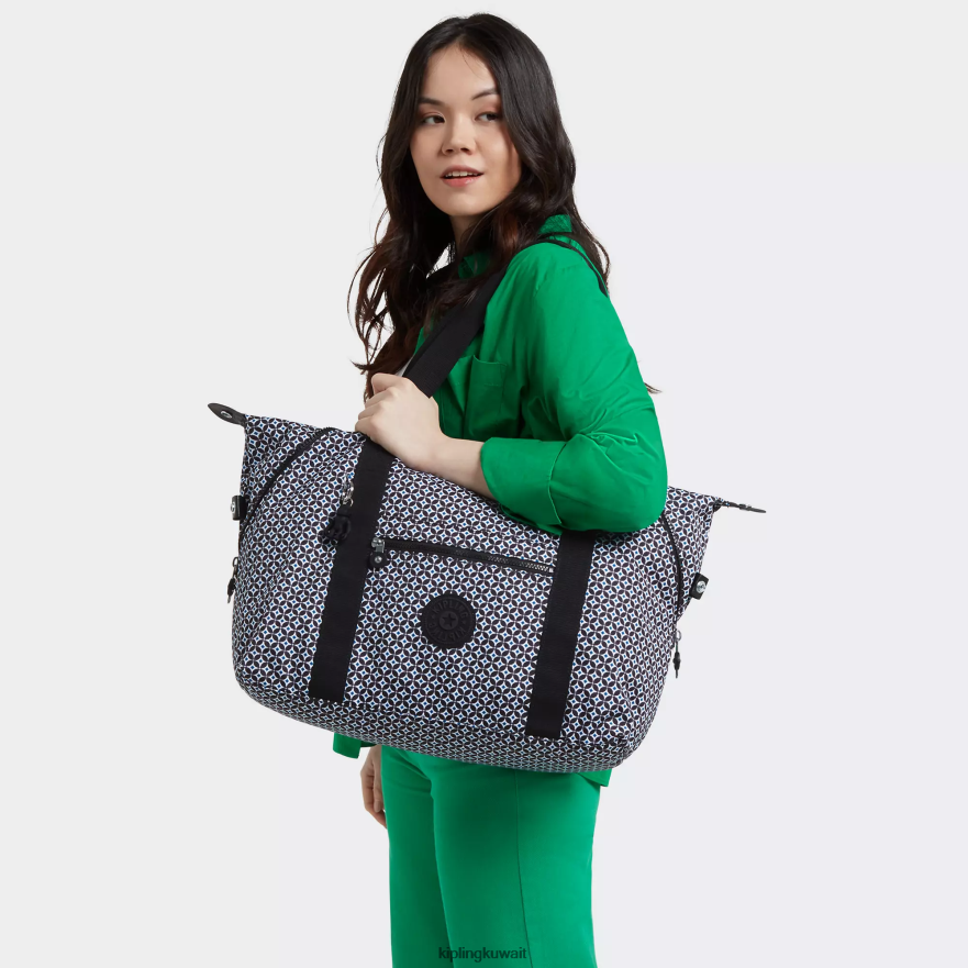 Kipling حقيبة عملية مطبوعة متوسطة الفن نحيف بلاط مسود ZR2RH260 حمل الحقائب