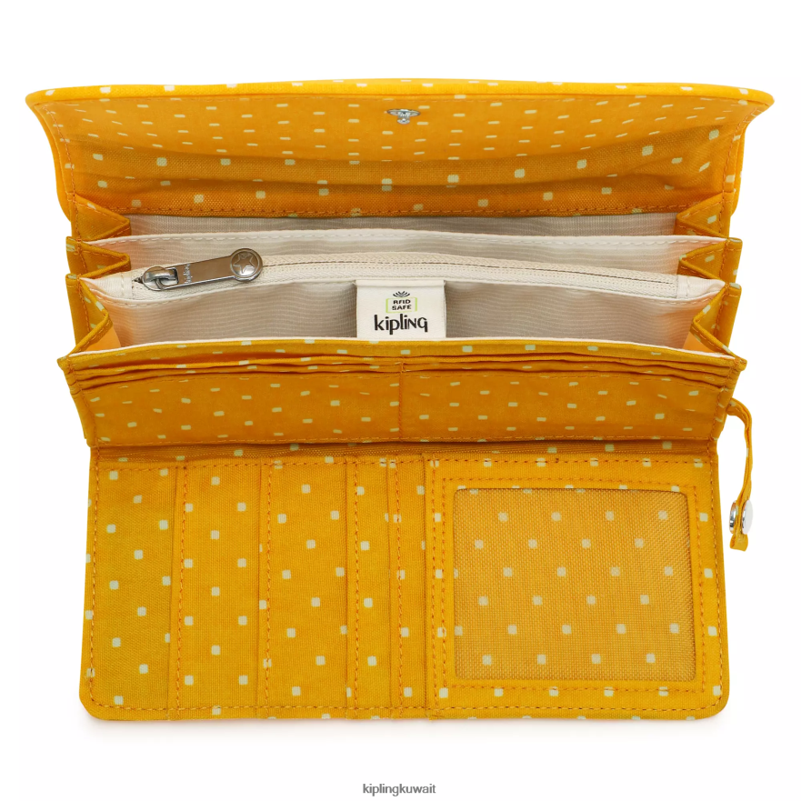 Kipling محفظة موني لاند مطبوعة نحيف لينة نقطة صفراء ZR2RH310 محافظ ومعصم