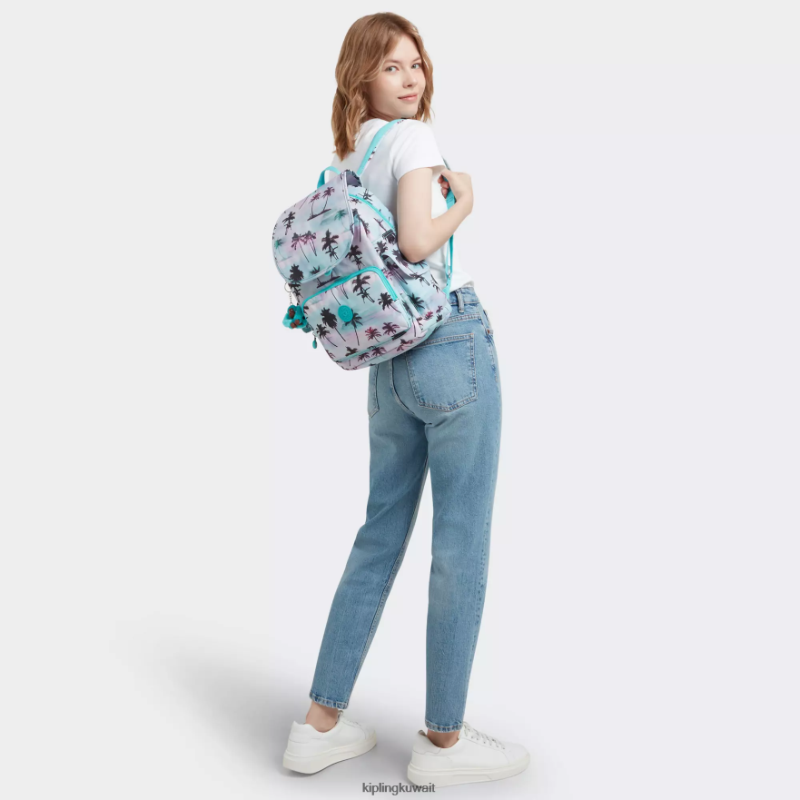 Kipling حقيبة ظهر بطبعة سيتي باك نحيف طباعة النخيل الظل ZR2RH338 حقائب ظهر الموضة