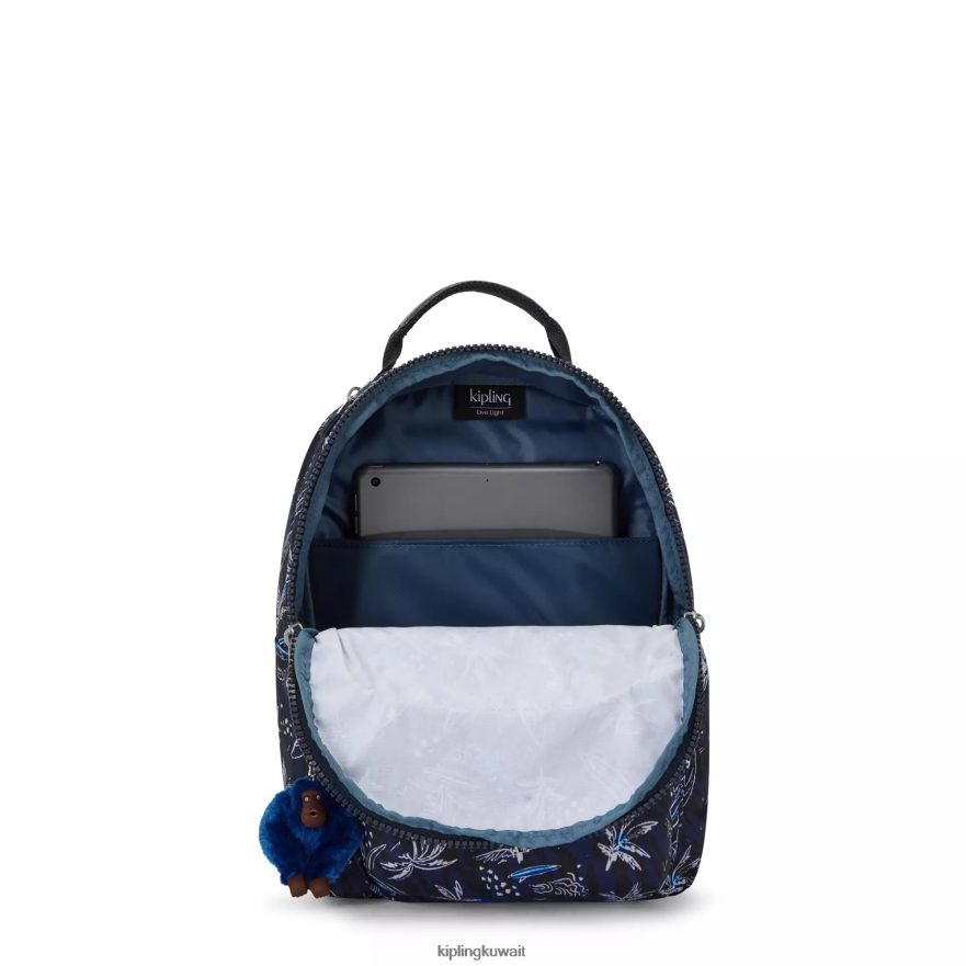 Kipling حقيبة ظهر صغيرة للكمبيوتر اللوحي مطبوعة من سيول نحيف تصفح طباعة البحر ZR2RH348 حقائب ظهر الموضة