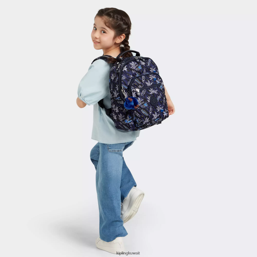 Kipling حقيبة ظهر صغيرة للكمبيوتر اللوحي مطبوعة من سيول نحيف تصفح طباعة البحر ZR2RH348 حقائب ظهر الموضة