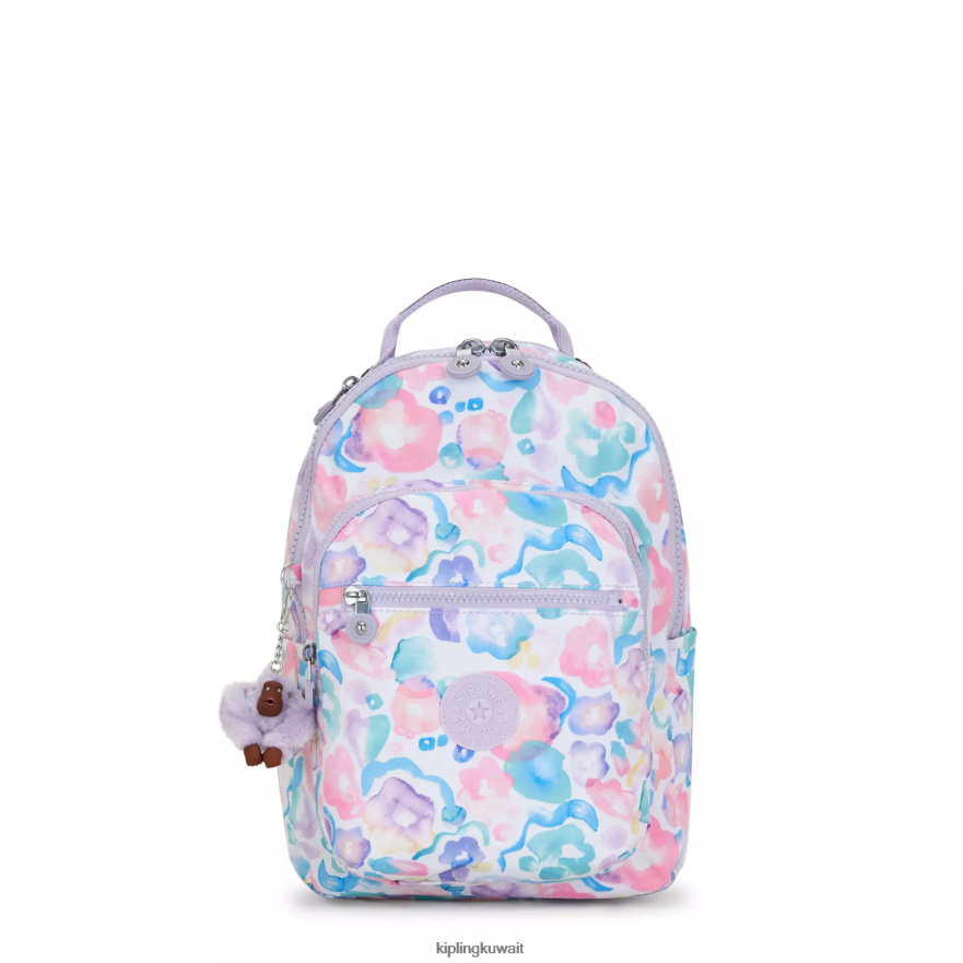 Kipling حقيبة ظهر صغيرة للكمبيوتر اللوحي مطبوعة من سيول نحيف زهور أكوا ZR2RH349 حقائب ظهر الموضة