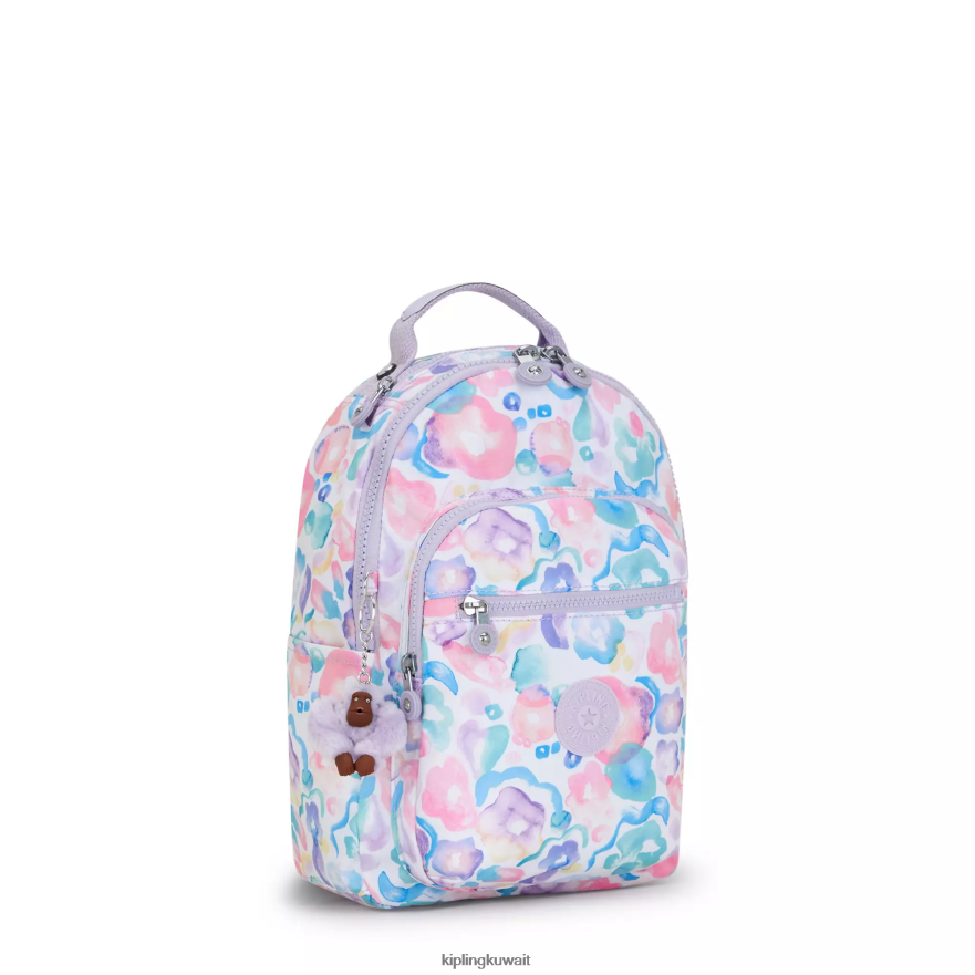 Kipling حقيبة ظهر صغيرة للكمبيوتر اللوحي مطبوعة من سيول نحيف زهور أكوا ZR2RH349 حقائب ظهر الموضة