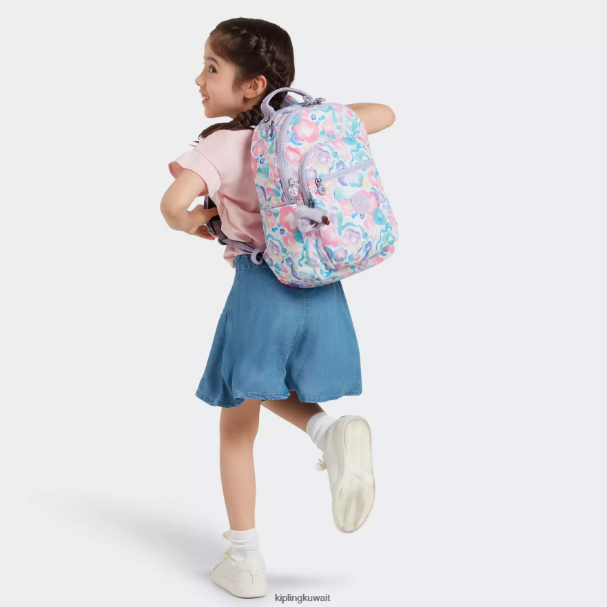 Kipling حقيبة ظهر صغيرة للكمبيوتر اللوحي مطبوعة من سيول نحيف زهور أكوا ZR2RH349 حقائب ظهر الموضة