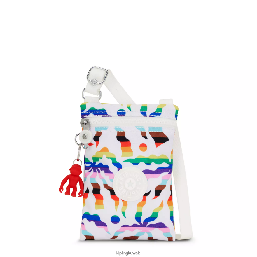 Kipling حقيبة كروس صغيرة بطبعة عافية لايت نحيف النخيل قوس قزح ZR2RH36 حقائب كروسبودي
