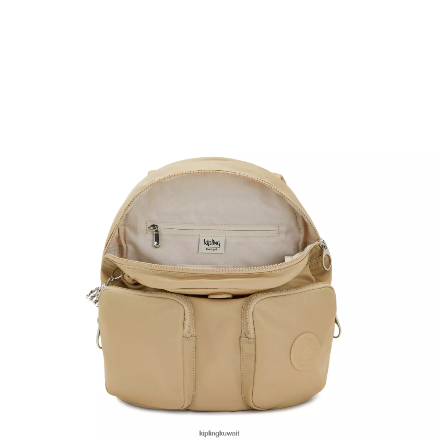 Kipling حقيبة ظهر جديدة للمدينة نحيف البيج الطبيعي ZR2RH360 حقائب ظهر الموضة