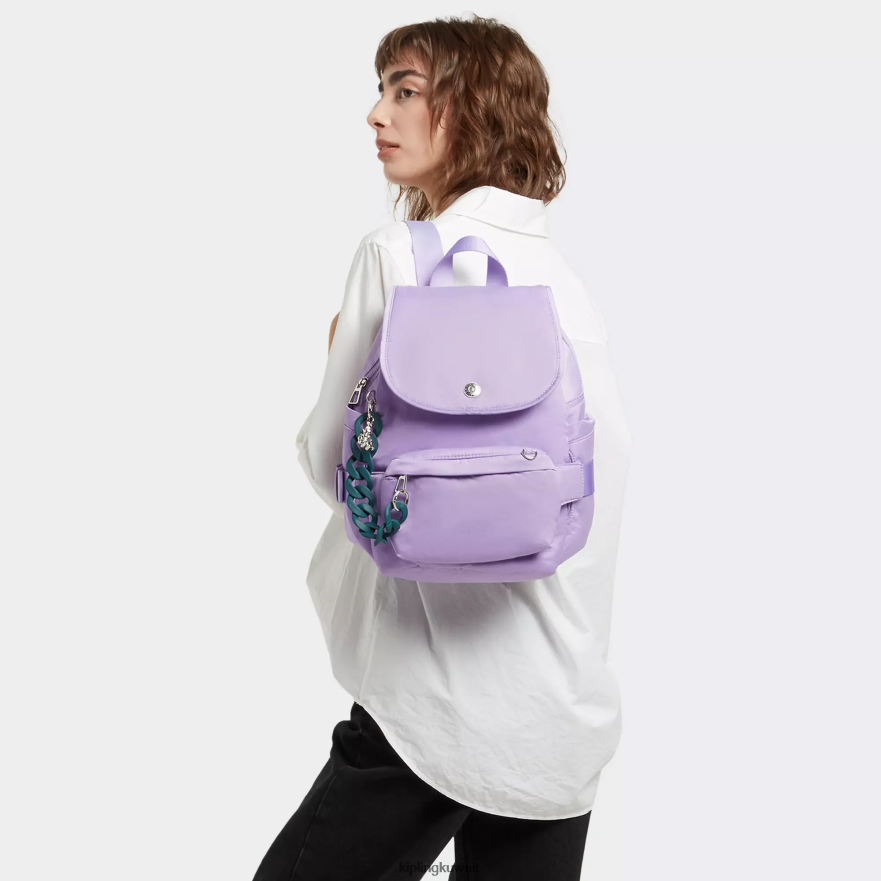 Kipling حقيبة ظهر صغيرة قابلة للتحويل من سيتي باك فيكتوريا تانغ نحيف فاتو الجليد لافندر ZR2RH361 حقائب ظهر الموضة