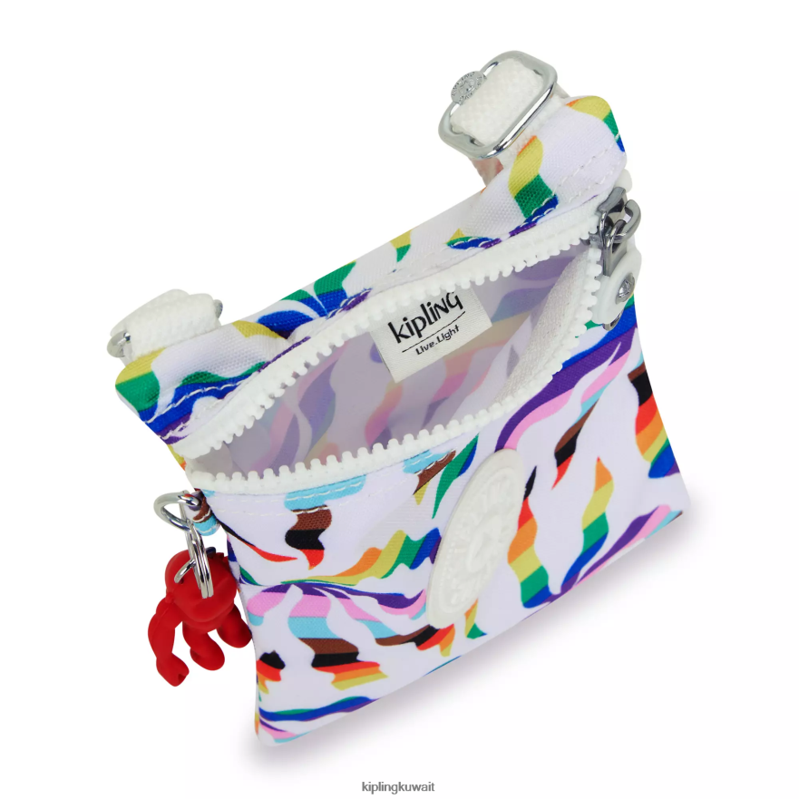 Kipling حقيبة كروس صغيرة بطبعة عافية لايت نحيف النخيل قوس قزح ZR2RH36 حقائب كروسبودي