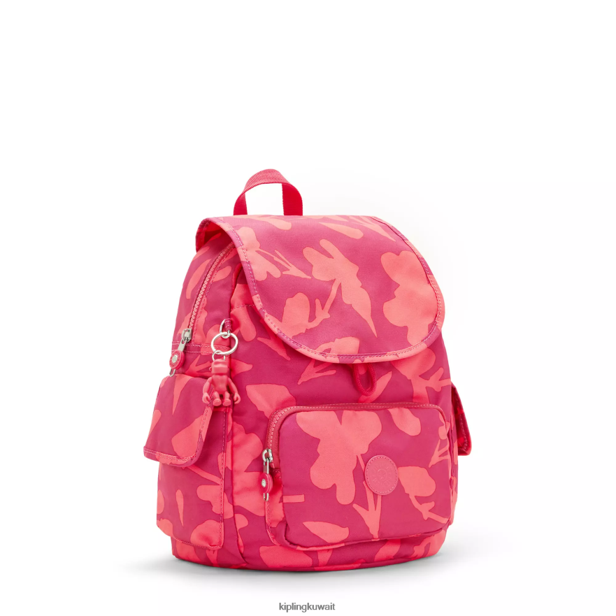 Kipling حقيبة ظهر مطبوعة صغيرة سيتي باك نحيف زهرة المرجان ZR2RH378 حقائب ظهر صغيرة