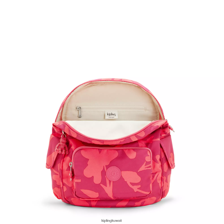 Kipling حقيبة ظهر مطبوعة صغيرة سيتي باك نحيف زهرة المرجان ZR2RH378 حقائب ظهر صغيرة