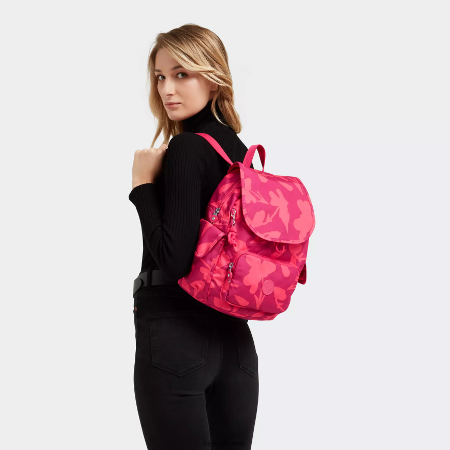 Kipling حقيبة ظهر مطبوعة صغيرة سيتي باك نحيف زهرة المرجان ZR2RH378 حقائب ظهر صغيرة