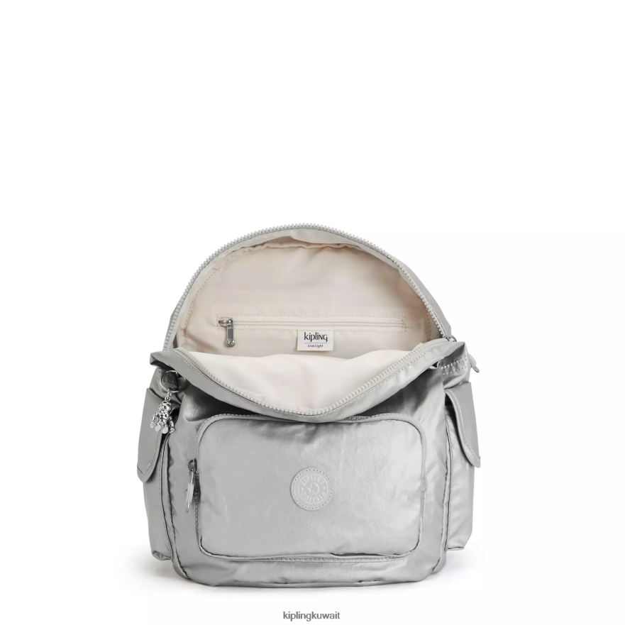 Kipling حقيبة ظهر معدنية صغيرة سيتي باك نحيف لامع لامع ZR2RH380 حقائب ظهر صغيرة