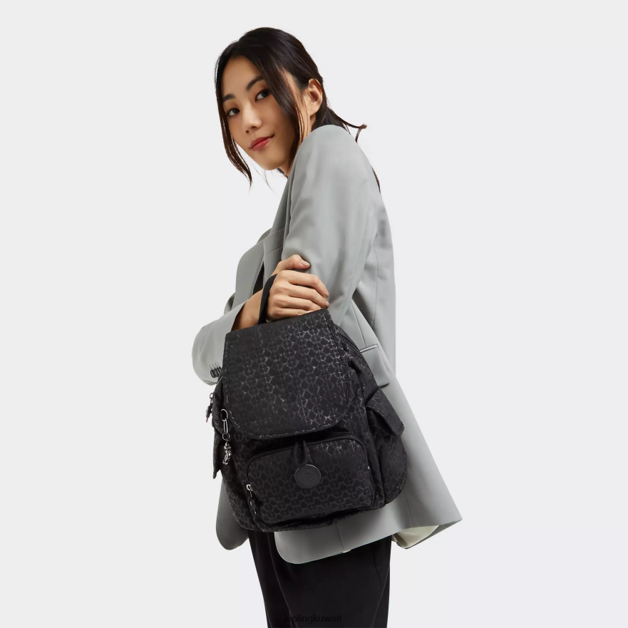 Kipling حقيبة ظهر صغيرة بطبعة سيتي باك نحيف توقيع منقوش ZR2RH396 أكياس صغيرة