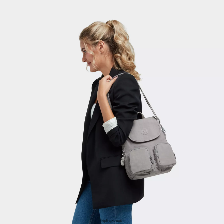 Kipling فايرفلاي يصل حقيبة ظهر قابلة للتحويل نحيف رمادي جريس ZR2RH401 حقائب ظهر الموضة